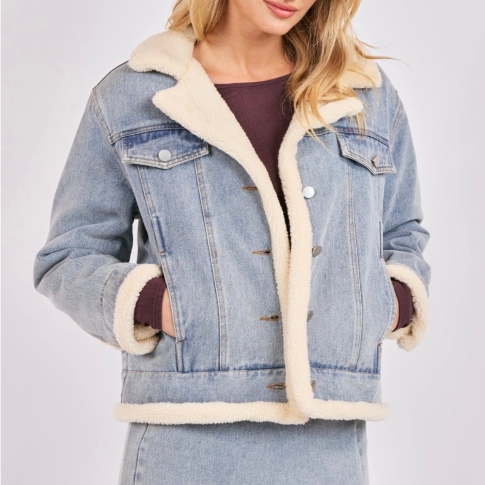 Metropolis Denim Jacket w/ Faux Shearling